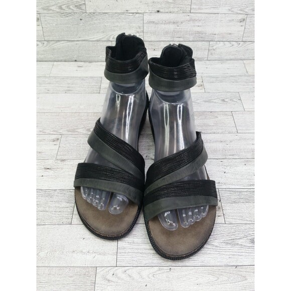 Women's OTBT Souvenir Strappy Sandals Black Gray Size 9.5 M Leather Shoes - Picture 3 of 13